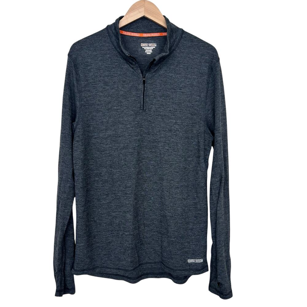 Omniwool Gray Wool Blend Quarter Zip Sz XL